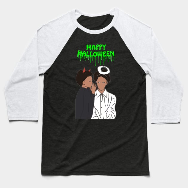 happy halloween whisper kids green Baseball T-Shirt by DigillusionStudio